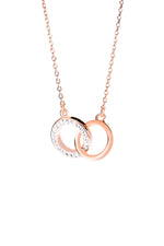 Sterling Silver Rose Gold Plated Crystal Interlocking Circle Necklace-0