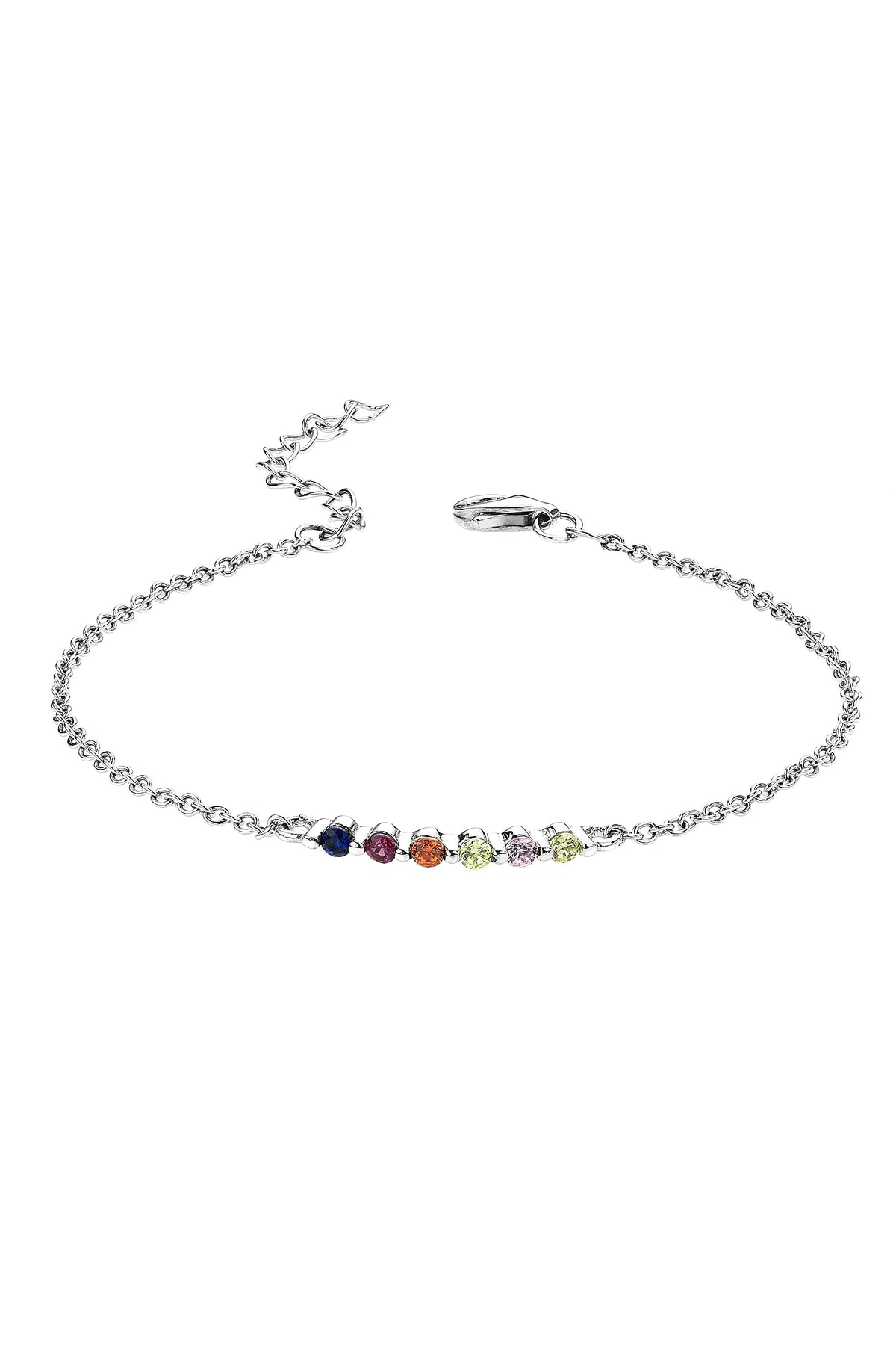 Sterling Silver Multi-colour Stone Bar Bracelet-0