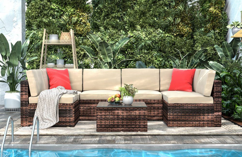 Modular Garden Corner Rattan Sofa Set