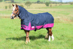 Lite Turnout 600 Denier Horse Rug Waterproof Combo Neck Navy/Raspberry 4'6 -7'3
