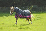 Lite Turnout 600 Denier Horse Rug Waterproof Combo Neck Navy/Raspberry 4'6 -7'3