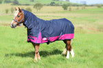 Lite Turnout 600 Denier Horse Rug Waterproof Combo Neck Navy/Raspberry 4'6 -7'3