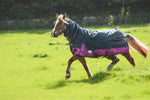 Lite Turnout 600 Denier Horse Rug Waterproof Combo Neck Navy/Raspberry 4'6 -7'3