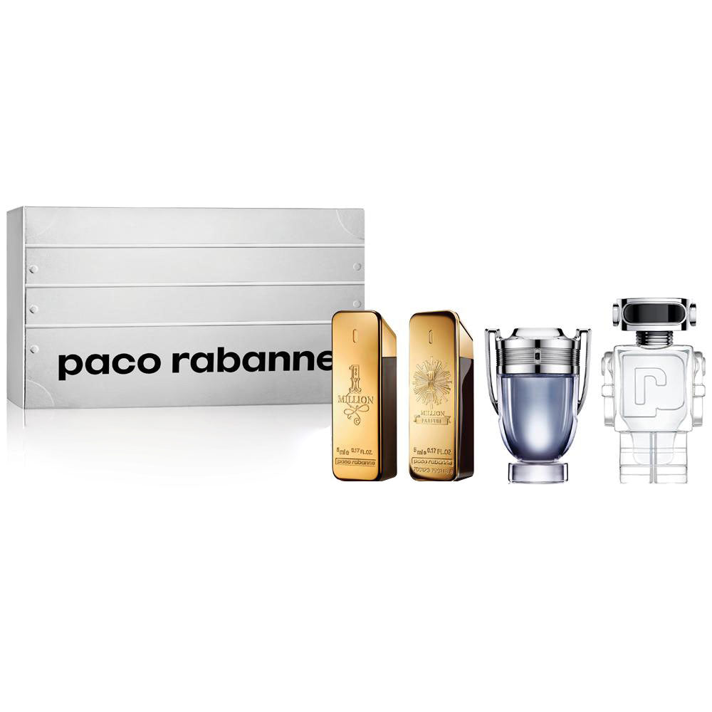 Paco Rabanne Miniatures For Him Gift Set 5ml 1 Million EDT + 5ml 1 Million Parfum EDP + 5ml Invictus EDT + 5ml Phantom EDT