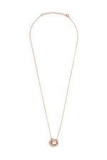 Sterling Silver Rose Gold Plated Crystal Interlocking Circle Necklace-1