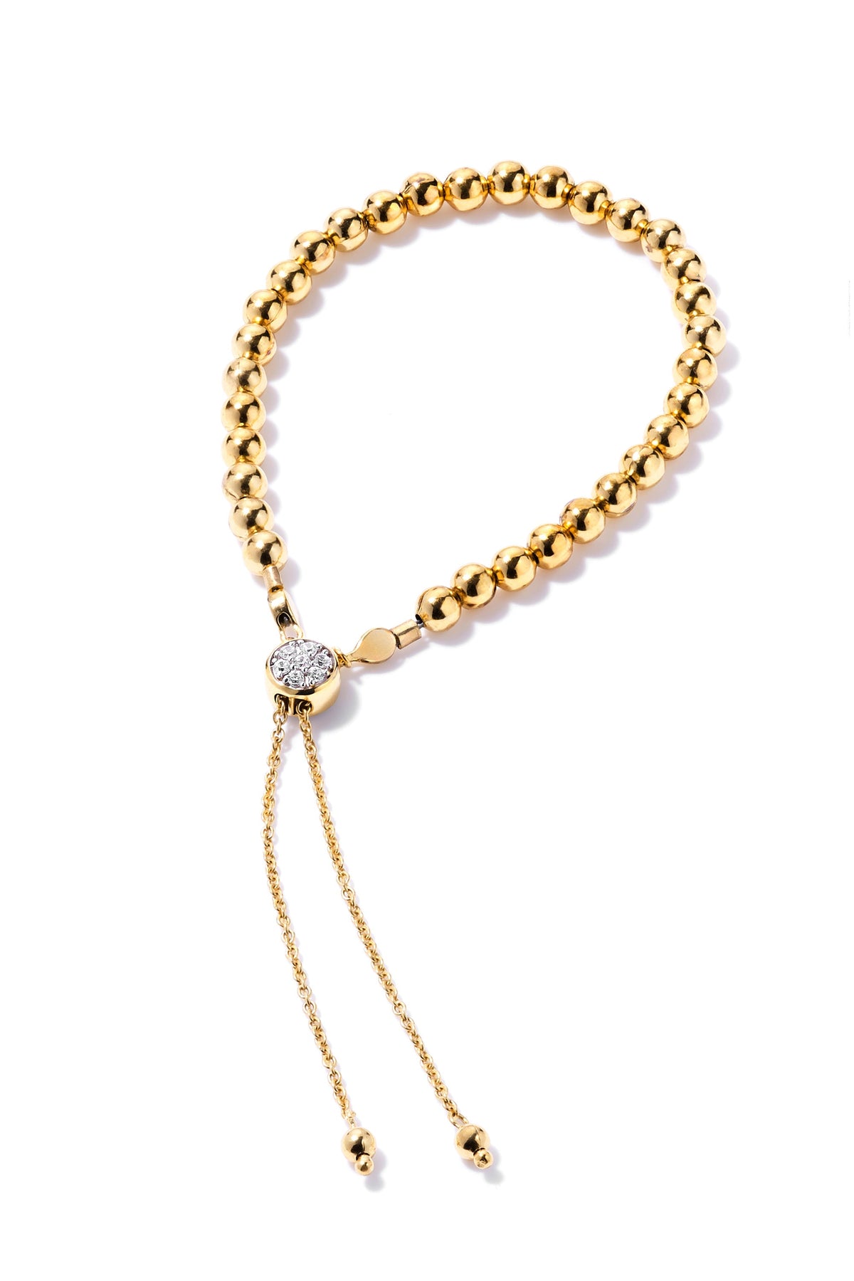 Gold Plated Sterling Silver Cubic Zirconia Bead Friendship Bracelet-0
