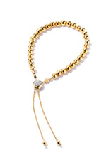 Gold Plated Sterling Silver Cubic Zirconia Bead Friendship Bracelet-0