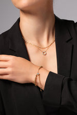 Gold Plated Sterling Silver Cubic Zirconia Bead Friendship Bracelet-1