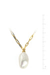 18ct Gold Plated Sterling Silver Baroque Freshwater Pearl Paperclip Necklace-2