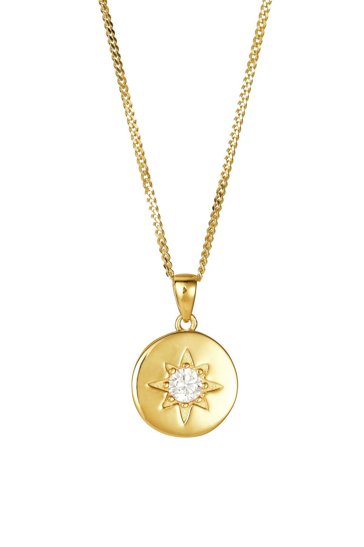 Gold Plated Sterling Silver Round Disc Pendant Necklace-0