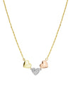 Sterling Silver and Gold Plated Diamond Triple Heart Necklace-0