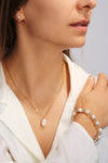 18ct Gold Plated Sterling Silver Baroque Freshwater Pearl Paperclip Necklace-1